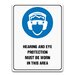HEARING AND EYE PROTECTION MUST BE WORN IN THIS AREA SIGN
